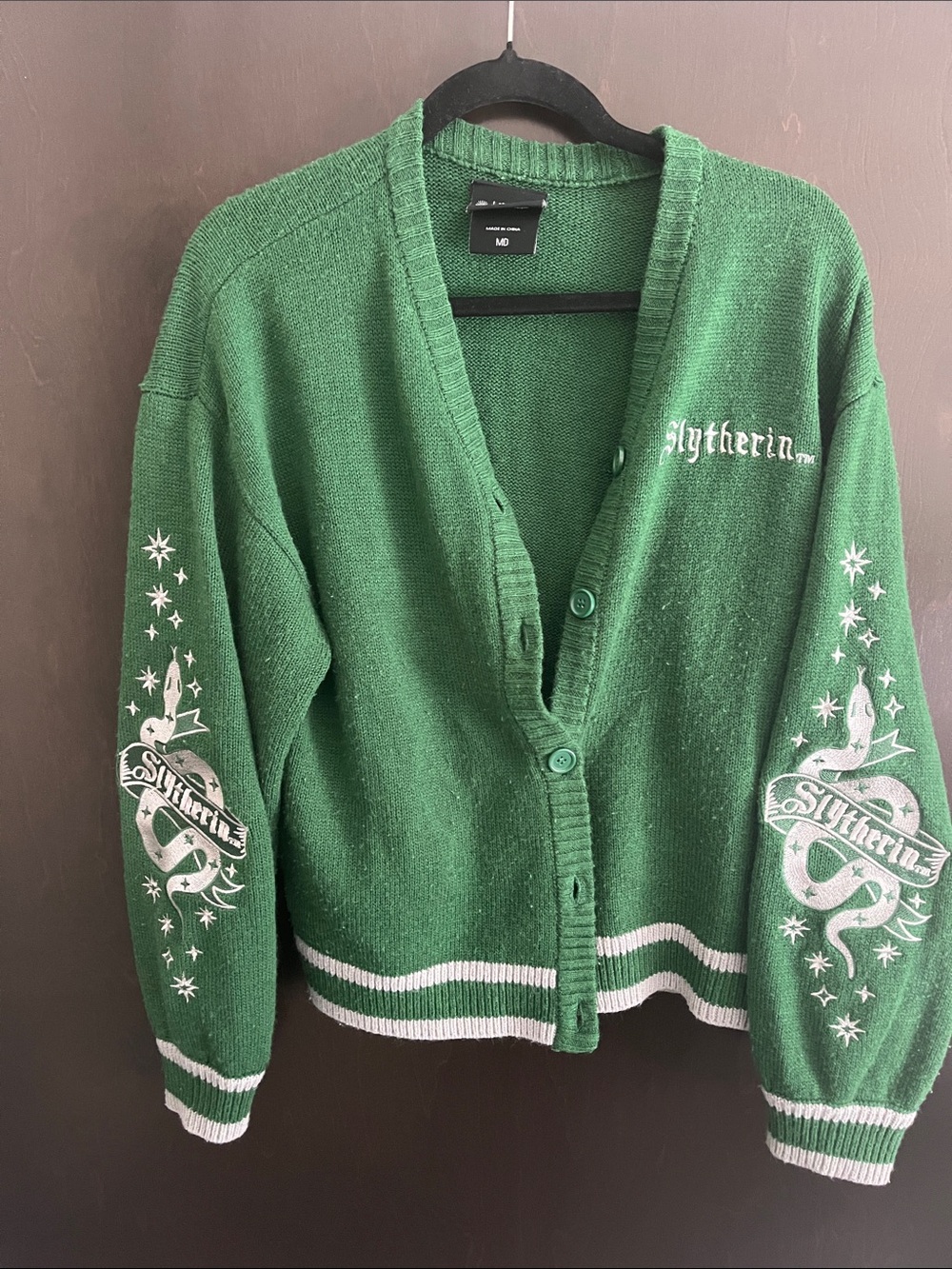 Slytherin Green Knit Button-Front Cardigan